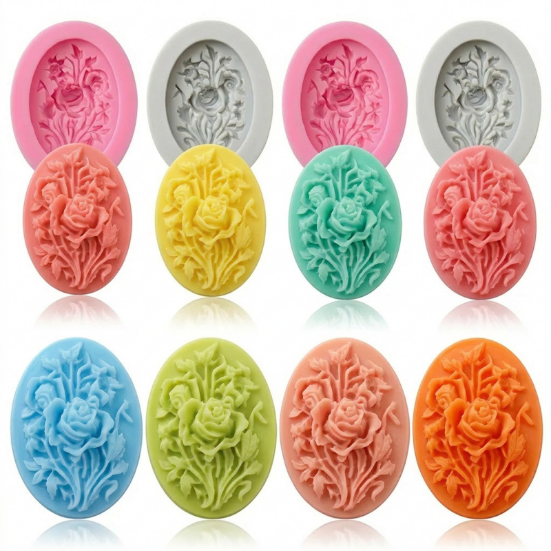4 Silicone mold with flower sh – Soap Making Silicone Molds Bewertung und Preis