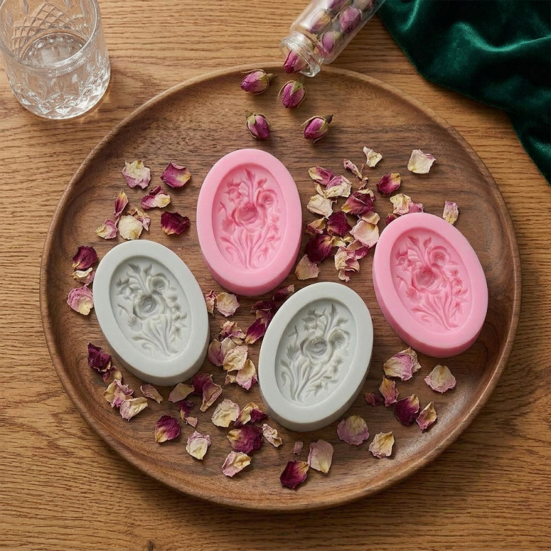 4 Silicone mold with flower sh – Soap Making Silicone Molds Bewertung und Preis